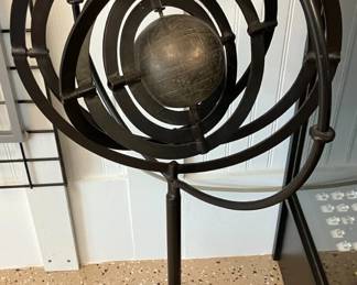 Mid Century Brass Iron 42 Standing Armillary AAA1995 $560 By Appointment AAA Vintage and Art 9017 Airline HWY New Orleans, LA 70118