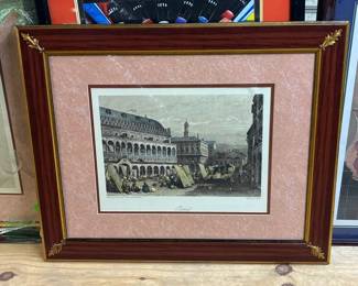 Attic Art AAA5024 Padual Block Print Hand Colored Art $325 By Appointment AAA Vintage and Art 9017 Airline HWY New Orleans, LA 70118