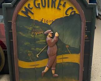 By Appointment AAA Vintage and Art 9017 Airline HWY New Orleans, LA 70118 Monday - Saturday 10-5 LG5217 McGuire & Co Golfing Outfitters of Lairg Wooden Tavern Pub Bar Sign $200