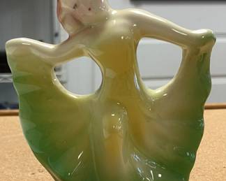 Rare 1940's Flamenco Dancer 5.75 Yellow & Green Planter AAA1450 $20 By Appointment AAA Vintage and Art 9017 Airline HWY New Orleans, LA 70118
