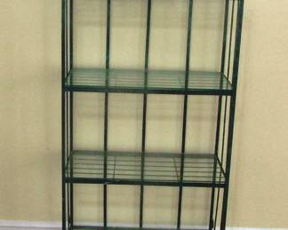 Iron bakers rack with glass shelves, fish design.