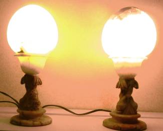 Soap stone lamps lit up,