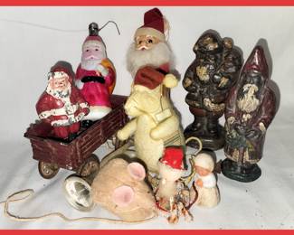 Antique Lead Santas and Other Vintage Christmas Ornaments
