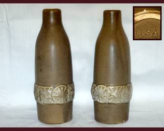 Pair of McCoy Pottery Vases with Tiny Flea Bite on One