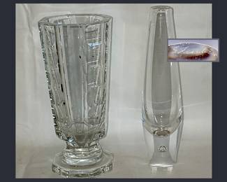 Orrefors Vase and Steuben Bud Vase, Both Signed
