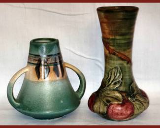 Made in Japan Double Handled Vase and Weller Molded Vase