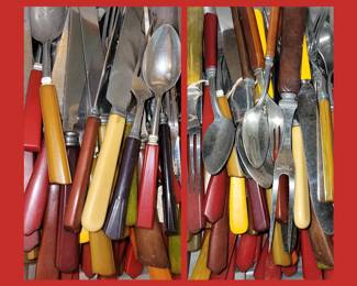 Loads of Bakelite Handled Cutlery and Serving Pcs