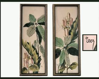 Vintage G Inez Signed Pair of Old Florida Style Watercolors