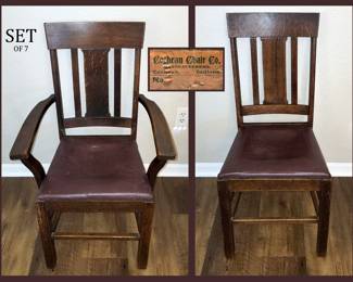 Cochran Chair Company Set of 7 Antique Chairs; 6 Chairs and 1 Captain's Chair