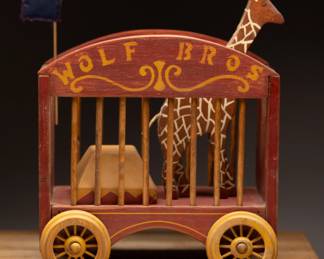 Vintage Wolf Bros Circus Wagon Toy with Giraffe