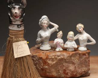 German Porcelain Half Doll Brush Figures
