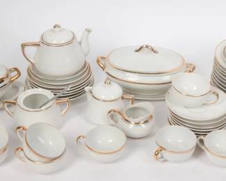Japanese Porcelain White and Gold Children’s Toy Tea Set (40+ Pcs)