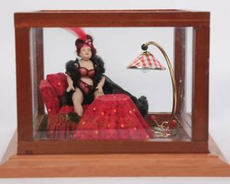 Handmade Doll Diorama in Wood and Glass Box