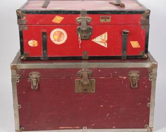 Vintage Doll Trunks With Clothing and Accessories