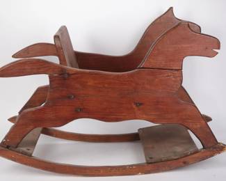Vintage Wooden Rocking Horse Ride-On Toy