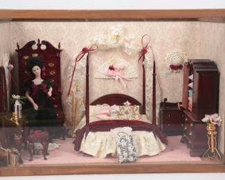 Handmade Doll Diorama in Glass Box