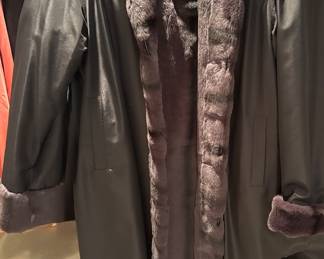 Reversible fur lined coat