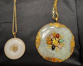 Gorgeous jade and 14k gold necklaces