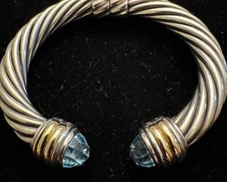 David Yurman cuff bracelet with blue topaz