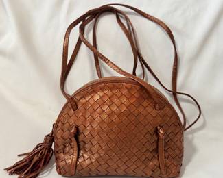 Bottega Venetta copper metallic leather weave shoulder bag.
