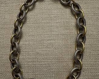 David Yurman sterling silver and 18k gold chain necklace