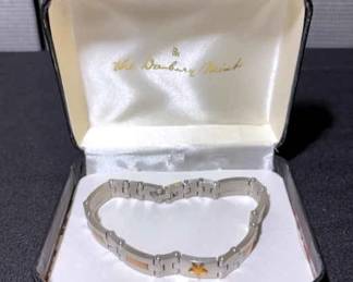 Dallas Cowboys Stainless Steel Link Bracelet Accented With 14k Gold By Danbury Mint