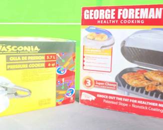 Pressure Cooker And George Foreman Grill And Bun Warmer