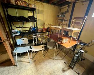 Table, 2 chairs, Shower Assistance Chairs, Bike, Weights