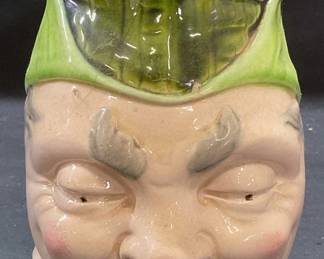 Antq Sarreguemines Majolica Ceramic Puck Pitcher