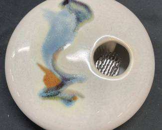 Signed Ceramic Flower Frog Arranger