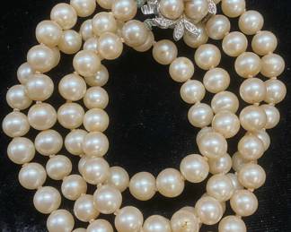 Vintage Faux Pearl Crystal Choker Necklace