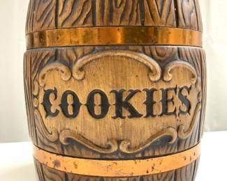 Barrel Form Ceramic Cookie Jar W Lid
