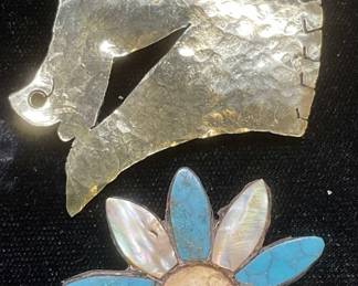 Lot 2 Woolworth Sterling Silver MOP Brooch +