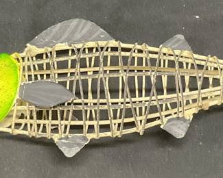 Vtg Hand Painted Metal Wire Fish Figural