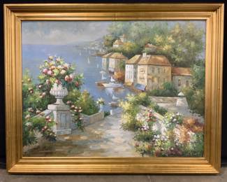 Framed Botanical Italian Veranda Oil Painting