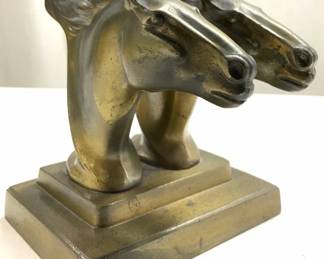 FRANKART Art Deco Horse Head Cast Metal Bookend