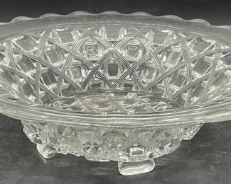 Vintage Cut Glass Footed Bowl