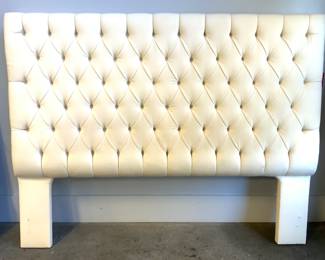 Vntg Cream Upholstered Tufted Headboard
