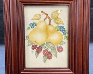 Vntg Sgn JM Pear Fruit Folk Art Theorem Painting