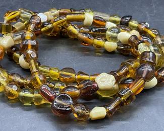 Handmade Amber Glass Beaded Stretch Bracelet