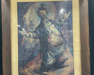 After Iver Rose Circus Clown Framed Lithograph