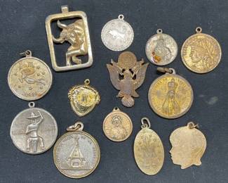 Group Lot Vintage Pendants, Religious, Zodiac +