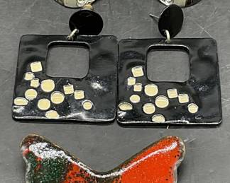 Lot 3 Vintage Enameled Butterfly Brooch & Earrings