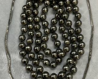 Lot 2 Sterling Silver & Faux Pearl Necklaces