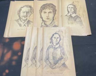 Group Lot C. Bestecka Stipple Polish Portraits