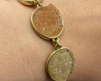 Costume Druzy & Cabochon Panel Bracelet