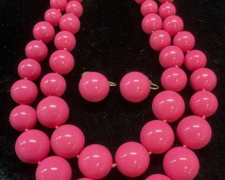 Lot 2 Vtg Richelieu Pink Earrings & Necklace