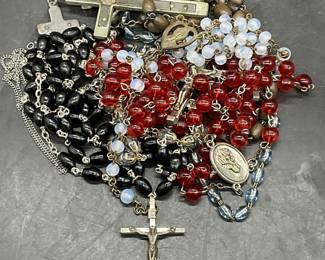 Grp Lot Vintage Beaded Cross Rosaries, Italy +