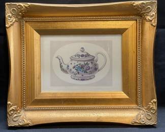 Framed Teapot Lithograph Print