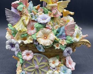 AC MOORE Resinous Floral Wagon Fairy Figural